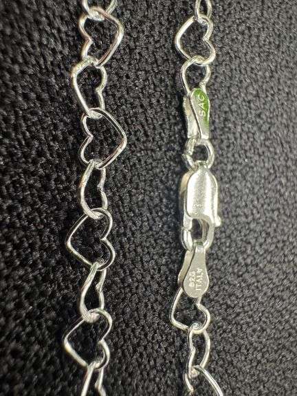 Sterling Silver Italian Love Heart Chain 4.5mm Solid 925 Italy Infinity Promise Necklace 14"