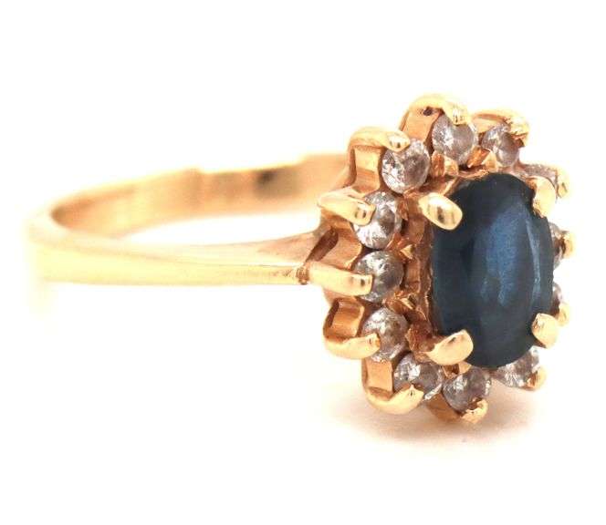 Classic 14K YG Sapphire & Diamond Ring