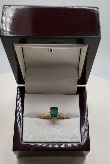 Very fine one Emerald ring in silver 14k gold plated with diamond accent