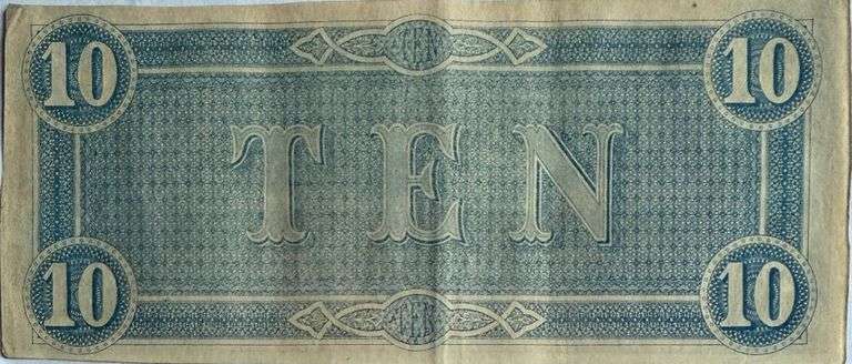 Choice Red Uncirculated $10 Feb 17 1864 Series CSA Note.