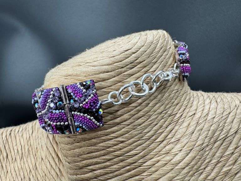 Original Handmade Mosaico Bracelet 8.5" 925 Sterling Silver Mexico Artistic Jewelry