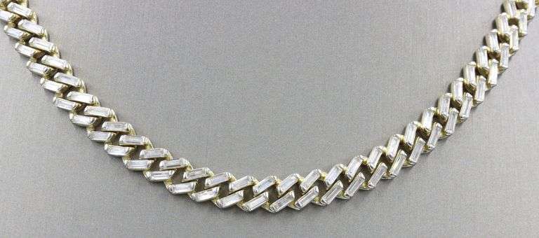 925 Sterling silver Cuban link cubic zirconia necklace