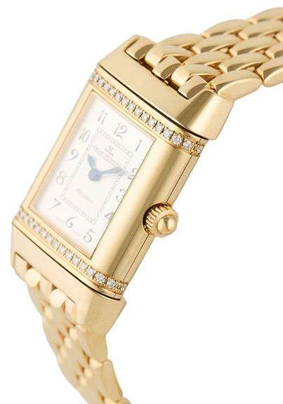 Jaeger Le Coulture Reverso 265.1.08, 33 X 21mm, Diamond Bezel, 18K Ladies Watch