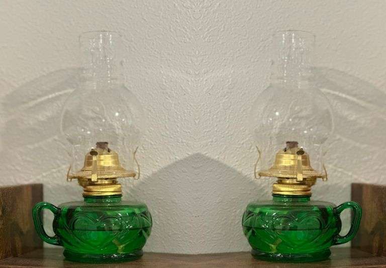 Lot of 2 Vintage-Style Hurricane Kerosene Lanternss
