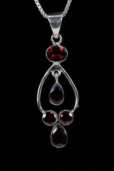 Sterling Silver Natural Garnet Gemstone Pendant