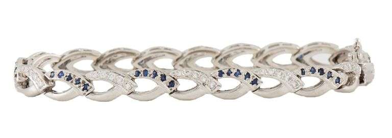 1.50ctw Sapphire and 1.52ctw Diamond Marquise Shaped Link Bracelet in Platinum