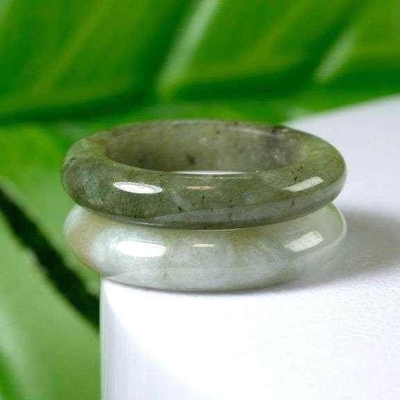 Matched size! Stackable! Size 6.3 Burmese Jade rings weighing 25.10 carats!