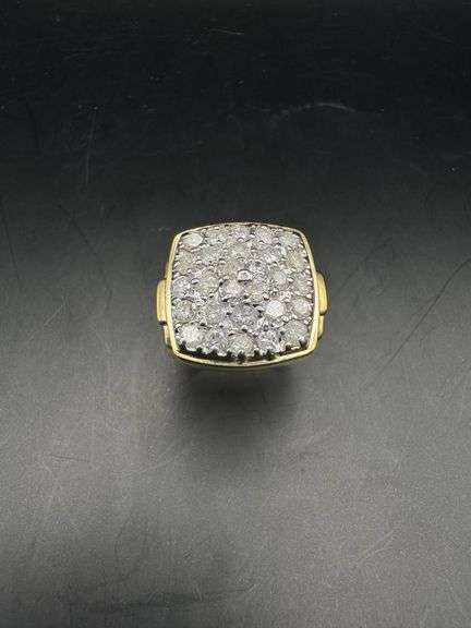 10K Yellow Gold Men Diamond Ring of 2ct