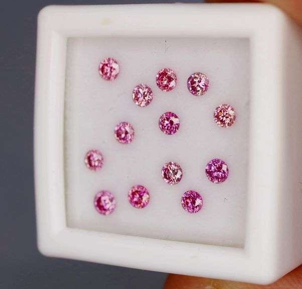 Collectors large sized 13 piece .73ct set of real Pink Diamonds!