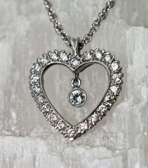 Elegant 14K White Gold Diamond Heart with Necklace