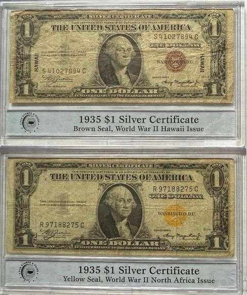 $1 Hawaii & North Africa 1935 A Emergency Issue Silver Certificates