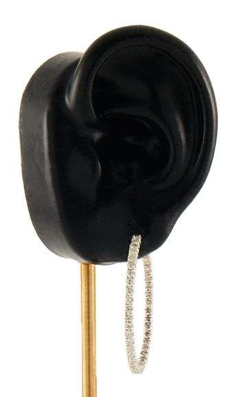 New 2.87ctw Round Diamond Inside Out Hoop Earrings in 14K