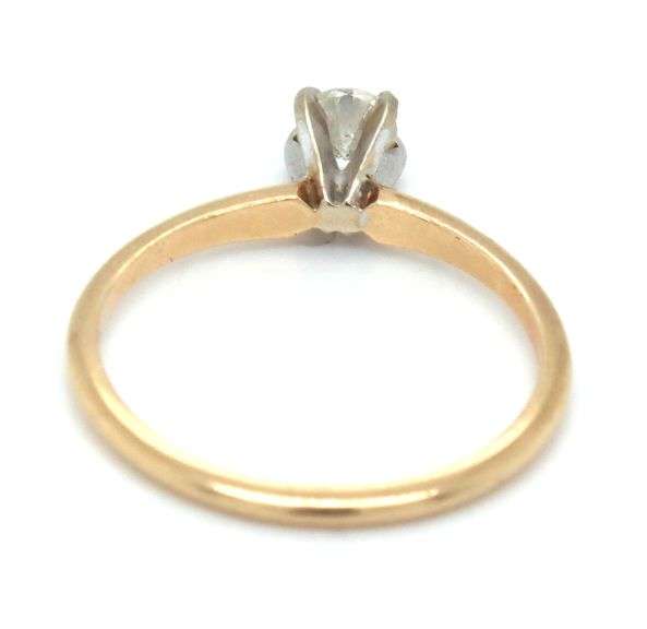 14kt Yellow gold 1/4ct round brilliant cut diamond ring