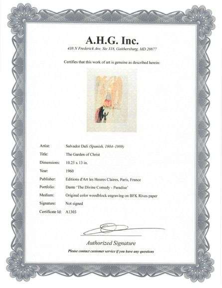 Rare Salvador Dali Original Engraving from The Divine Comedy, Paradise