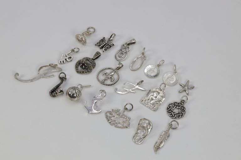 Sterling Silver Curated Pendant Assortment Various Sizes & Styles (20 Pendant Lot)