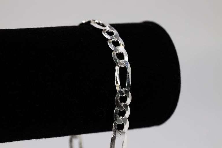 Sterling Silver Flat Marina Link Chain 10mm 925 Italy Anchor Mariner Bracelet 10"