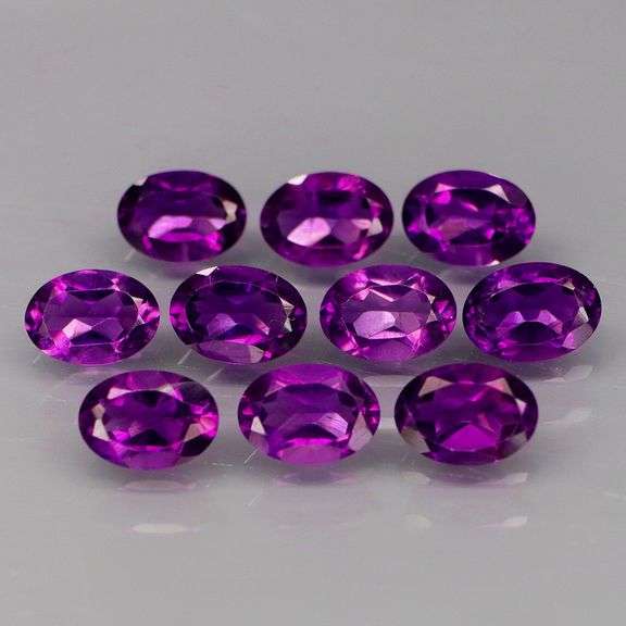 Top royal purple! 6.98ct 7x5mm real Bolivian Amethyst set!