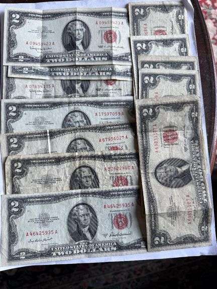 12 Various 1953 1963 Series $2 US Notes