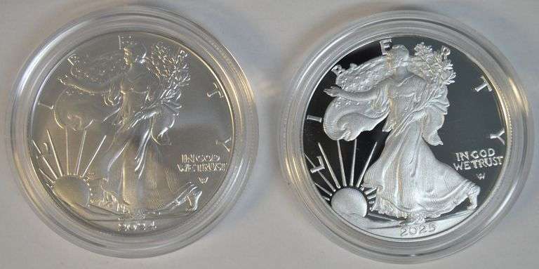 2024 & 2025 Pristine Gem BU $1 Silver Eagles. Box/COA's