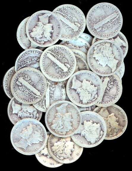 30 Assorted Mercury Silver Dimes