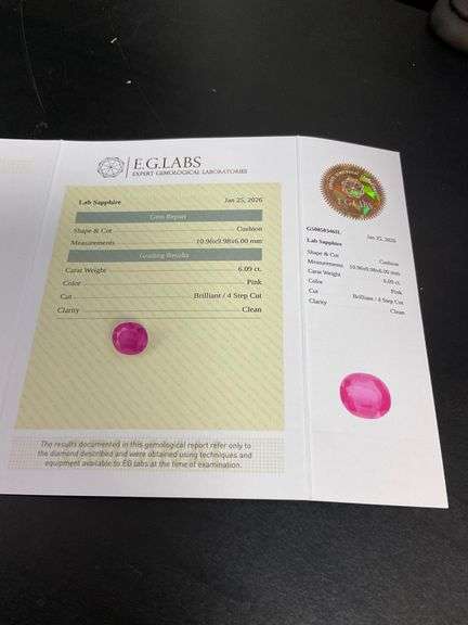 CERTIFIED PINK LAB SAPPHIRE 6.09 CARATS