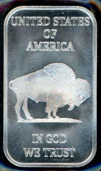 1 Troy Ounce .999 Fine Silver Bar with Buffalo Design
