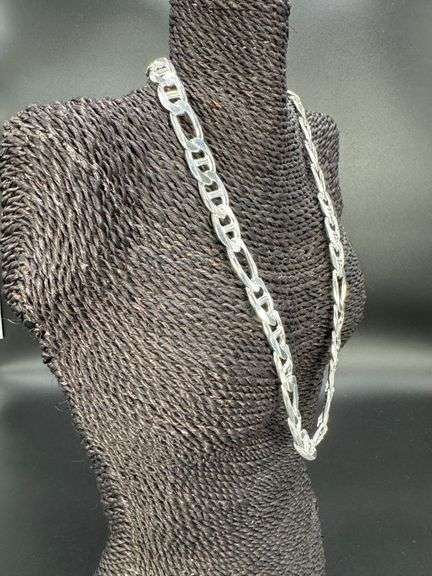 Sterling Silver 13.5mm Figaro Figarucci Chain Mariner Link 925 Italy Necklace 24"