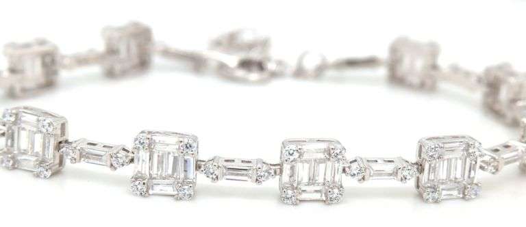 925 Sterling silver princess and round cubic zirconia bracelet