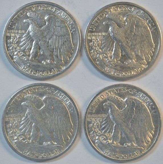 Lustrous white near Mint run of 4 diff. 'S' Mint Walkers 1941-S to 1945-S