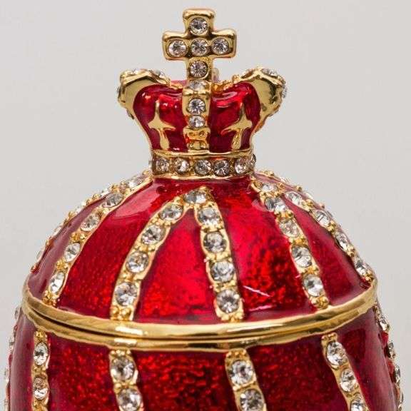 3.2" Twisted Fabergé Egg Replica Jewelry Box – Red Keepsake Яйцо Фаберже