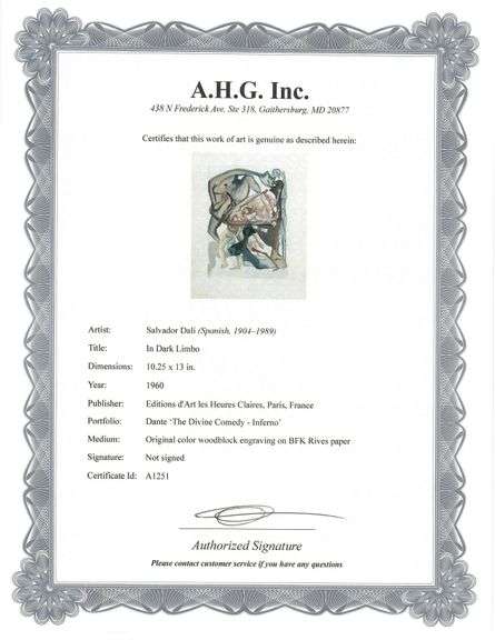 Rare Salvador Dali Original Engraving from The Divine Comedy, Inferno