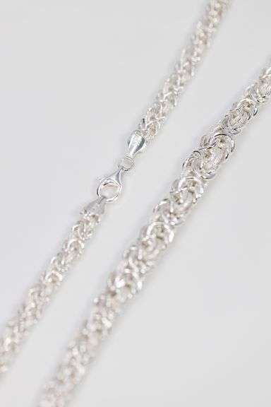 Sterling Silver Graduated Byzantine Necklace 7mm-11mm 16 Inch