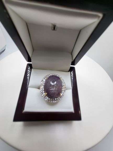 Very fine one Star Ruby 24.65 CW and Sapphire ring in silver 14k gold plated