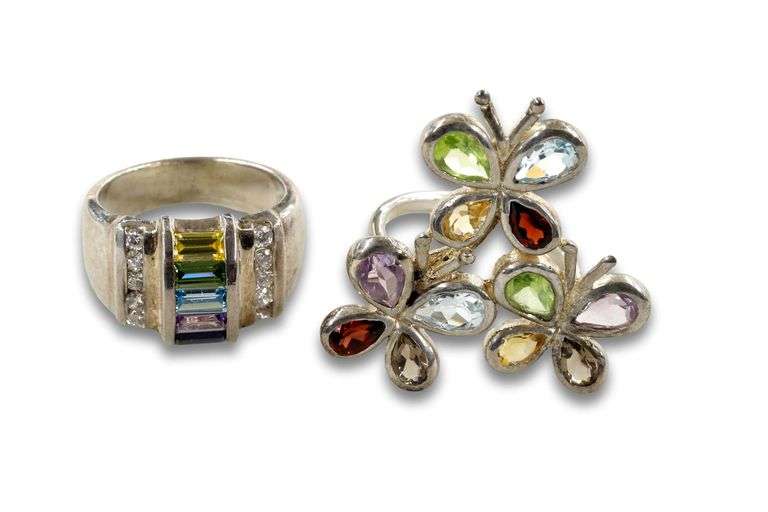 Colorful Sterling Rings - Lot of 2