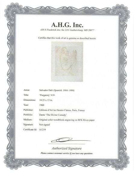 Highly Collectible Salvador Dali Original Color Engraving from The Divine Comedy