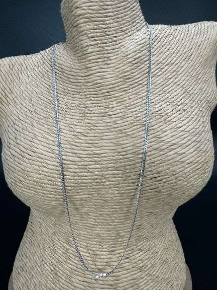 10k White Gold Solid Curb Link Chain 2mm Necklace 24"