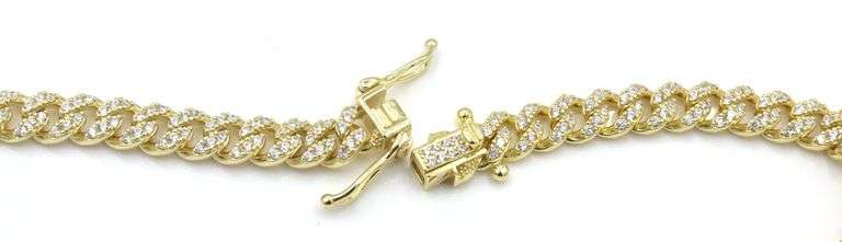 925 Sterling silver Cuban chain cubic zirconia necklace with heart shaped pendant