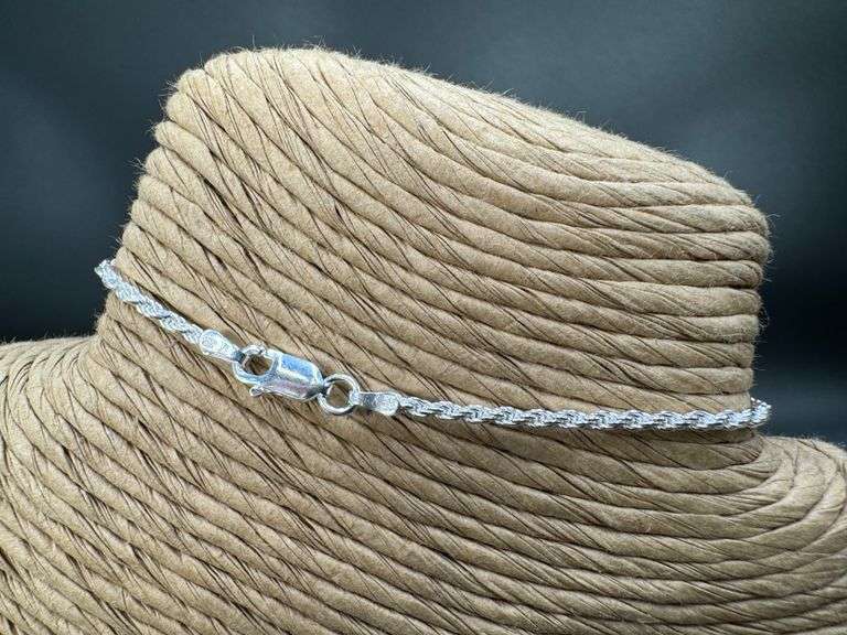 Sterling Silver Diamond-Cut Rope Chain 2mm Solid 925 Italy New Bracelet 8"