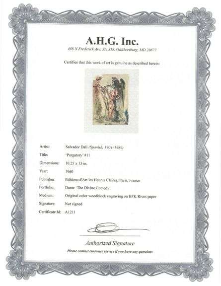 Rare Salvador Dali Original Engraving from The Divine Comedy, Purgatory