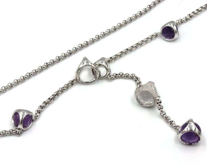 Di Modolo Icon collection purple quartz and rock crystal station lariat necklace