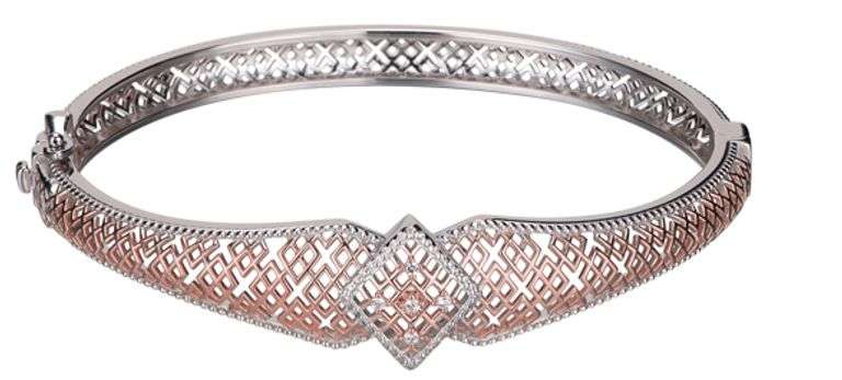 Delicate lace design sterling silver with rose gold plating bangle