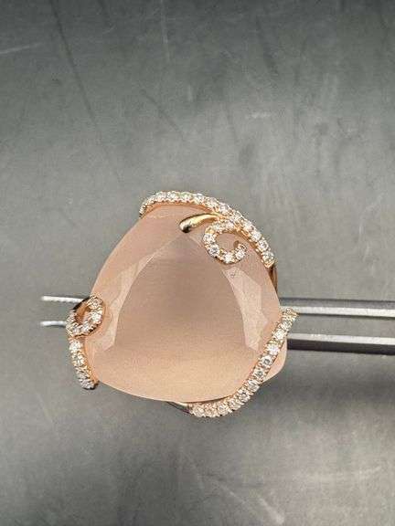 14K Rose Quartz Cocktail Ring of 16ct