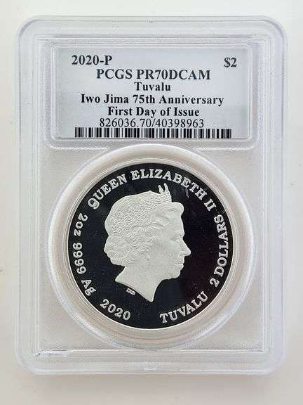 2020-P Tuvalu Iwo Jima 75th Anniversary, PCGS PR70DCAM FDOI