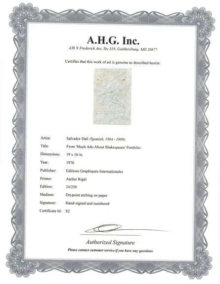 Highly Collectible and Rare Salvador Dali Hand-Signed Drypoint Etching