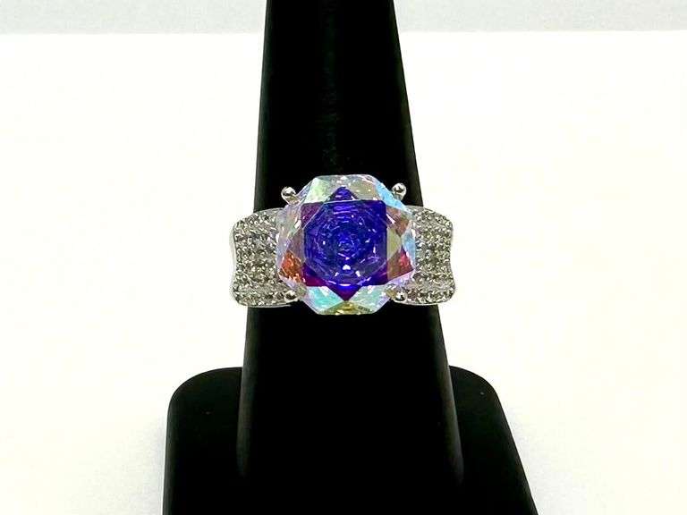 Stunning 14 kt. White Gold Plate 5 Ct Rose Cut Azotic Topaz Ring