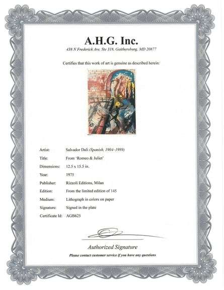 Original Salvador Dalí Lithograph from the Romeo & Juliet Rizzoli Edition, Milan 1975