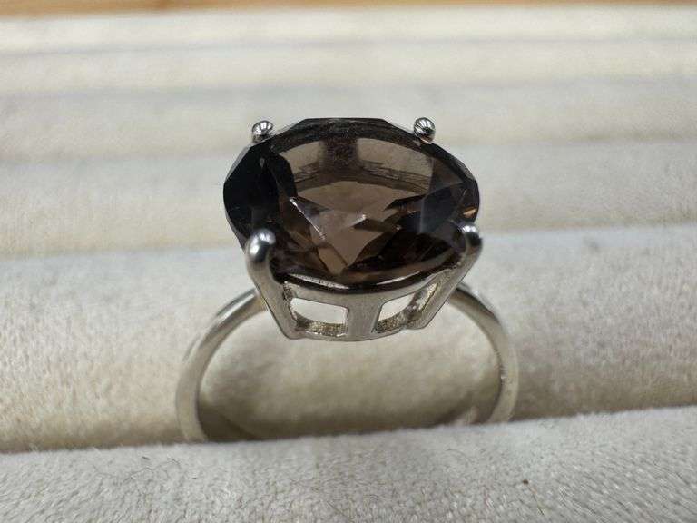 Sterling Silver Smoky Quartz Gemstone Ring Size 7