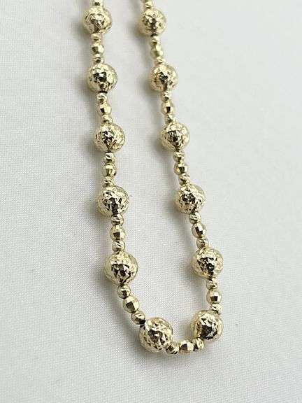14KT Yellow Gold Faceted Shimmering Gold Beaded Necklace