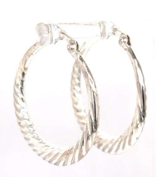 14kt White gold Sculpted hoop earrings