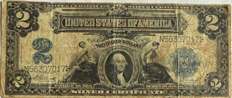 $2 Series of 1899 Silver Dollar Certificate.